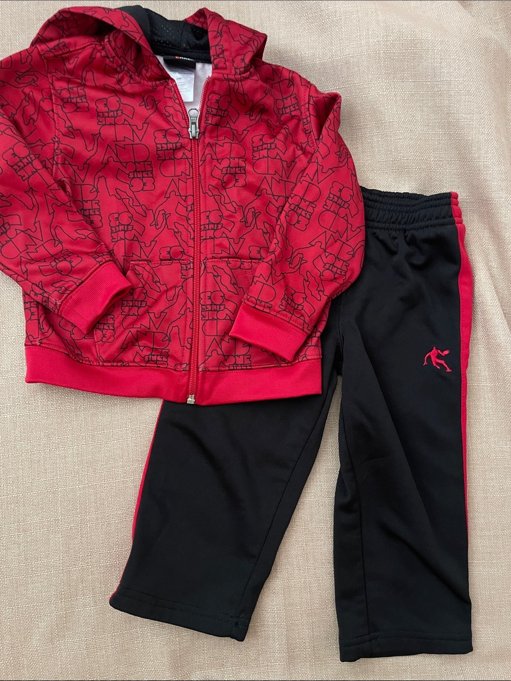 And1 Kids Red Zip Hoodie & Black Track Pants Set